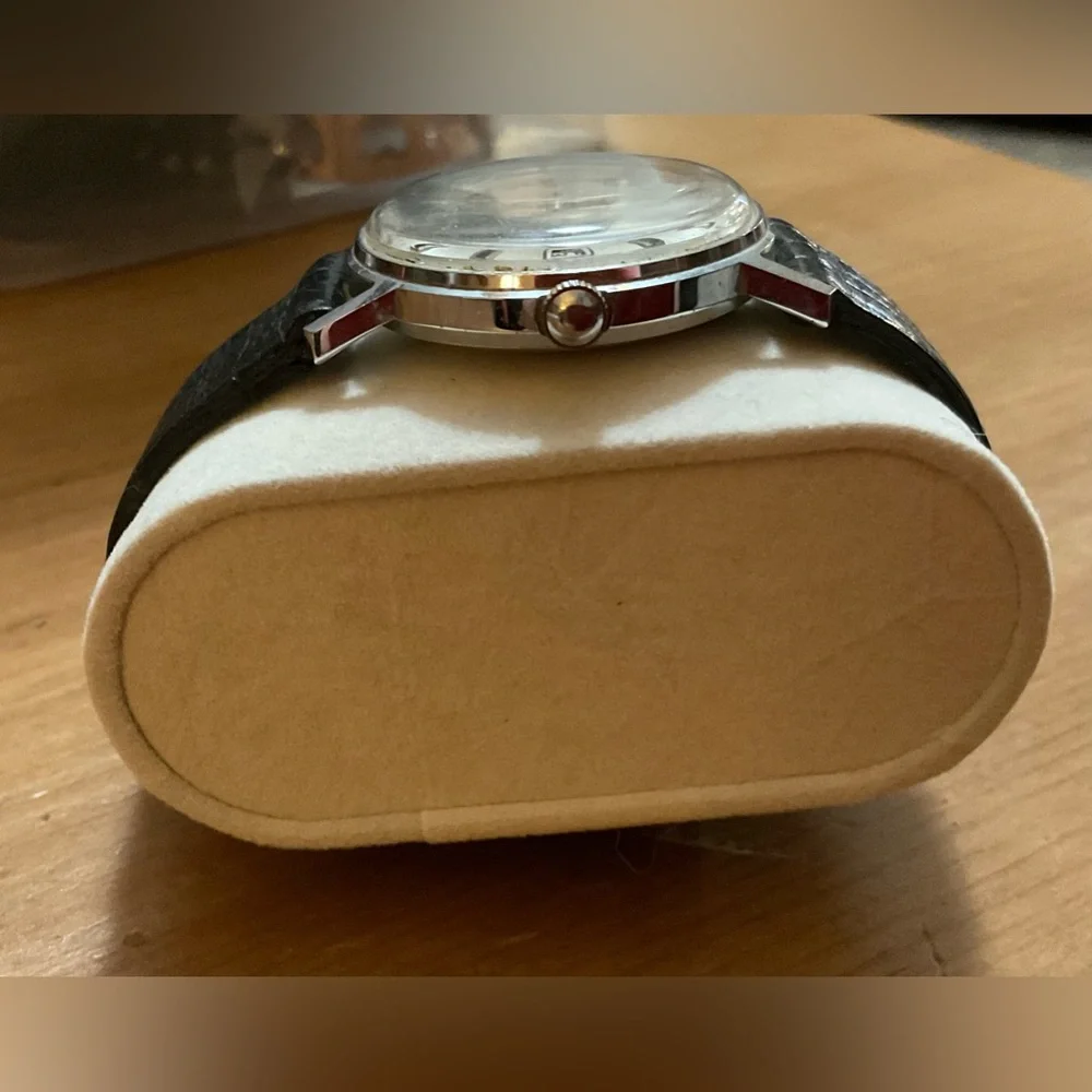 Timex: Men’s vintage (rare find) electromechanical wrist watch black wrist band.
